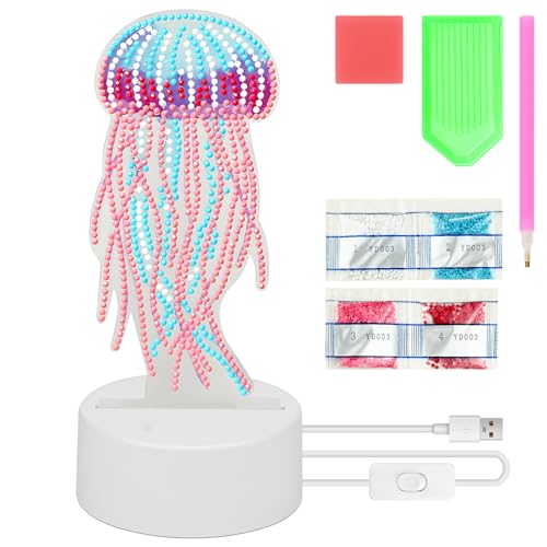 Kinder Diamond Painting Nachtlicht, 3D Diamond Painting Lampe, Basteln Mädchen6 7 8 9 10 Jahre, DIY Bastelspielzeug Set, Geburtstag Kreative Geschenke, Diamond Painting Kit für Jungen Mädchen(Quallen) Kinder Diamond Painting Nachtlicht, 3D Diamond Painting Lampe, Basteln Mädchen6 7 8 9 10 Jahre, DIY Bastelspielzeug Set, Geburtstag Kreative Geschenke, Diamond Painting Kit für Jungen Mädchen(Quallen) von JTOOYS