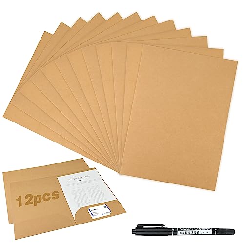 Präsentationsmappe A4, Ordner mit Tasche, A4 Kraftpapier Dokumentenmappe Karton, Präsentationsmappe mit Visitenkartenschlitz, für Dateien, Dokumente, Besprechungen, Berichte, Bürobedarf, 12 Stück Präsentationsmappe A4, Ordner mit Tasche, A4 Kraftpapier Dokumentenmappe Karton, Präsentationsmappe mit Visitenkartenschlitz, für Dateien, Dokumente, Besprechungen, Berichte, Bürobedarf, 12 Stück von JTOOYS