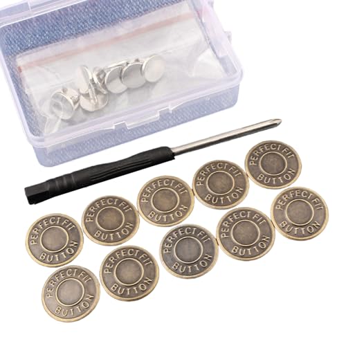 10 Stcs Jeans Knöpfe Metall 17mm Bundsknopf Hose Ersatzknöpfe Ohne Nähen Für Jeanshosen von JTQYFI