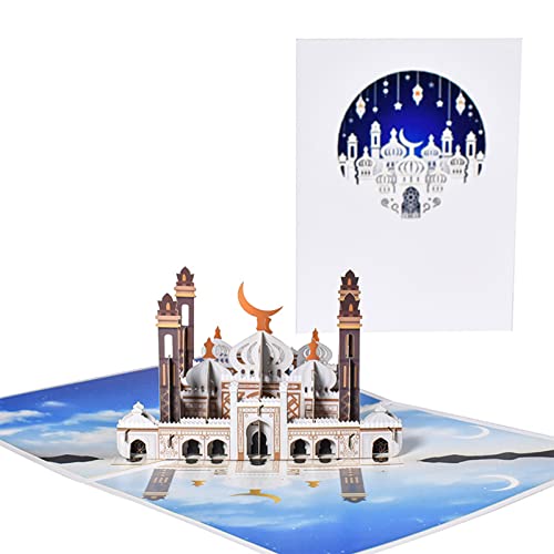JTQYFI 3D Moschee Grußkarte Mit Umschlag Eid Festive Message Card Für Eid Religiöse Urlaubsnotizkarte von JTQYFI