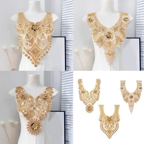 Stickerei Perlen Pailletten Applique Nähen Auf Kragen Patches Applique Hochzeitskleid Applique Für Hochzeitskleid Abendkleid von JTQYFI