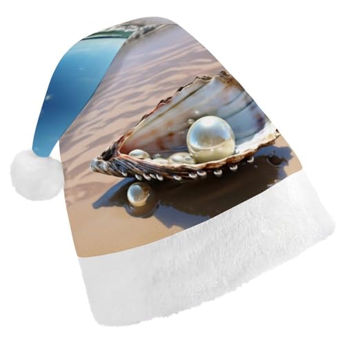 JTREHY Weihnachtsmütze, Strandmuschel mit Perlen bedruckt, Neujahrsdekoration, Hüte, Erwachsene, Männer, Frauen, Weihnachtsmützen für Weihnachten, Neujahr, Party, Kopfbedeckung JTREHY Weihnachtsmütze, Strandmuschel mit Perlen bedruckt, Neujahrsdekoration, Hüte, Erwachsene, Männer, Frauen, Weihnachtsmützen für Weihnachten, Neujahr, Party, Kopfbedeckung von JTREHY