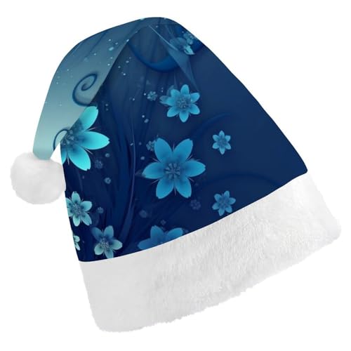 JTREHY Weihnachtsmütze, blaue Mini-Blumen-Wirbel-Druck, Neujahrsdekoration, Hüte, Erwachsene, Männer, Frauen, Weihnachtsmützen für Weihnachten, Neujahr, Party, Kopfbedeckung JTREHY Weihnachtsmütze, blaue Mini-Blumen-Wirbel-Druck, Neujahrsdekoration, Hüte, Erwachsene, Männer, Frauen, Weihnachtsmützen für Weihnachten, Neujahr, Party, Kopfbedeckung von JTREHY