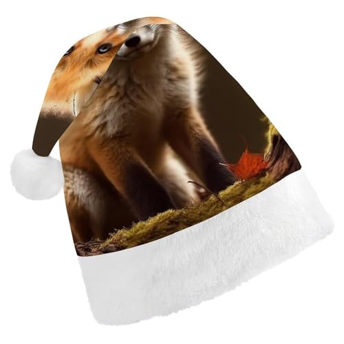 JTREHY Weihnachtsmütze, niedlicher Fuchs-Druck, Neujahrsdekoration, Hüte, Erwachsene, Männer, Frauen, Weihnachtsmützen für Weihnachten, Neujahr, Party, Kopfbedeckung JTREHY Weihnachtsmütze, niedlicher Fuchs-Druck, Neujahrsdekoration, Hüte, Erwachsene, Männer, Frauen, Weihnachtsmützen für Weihnachten, Neujahr, Party, Kopfbedeckung von JTREHY