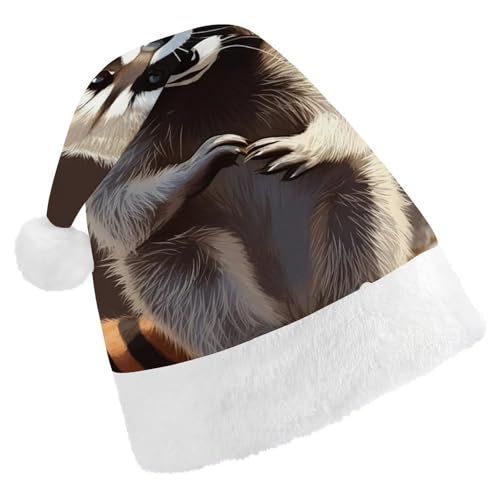 JTREHY Weihnachtsmütze, niedlicher Waschbär bedruckt, Neujahrsdekoration, Hüte, Erwachsene, Männer, Frauen, Weihnachtsmützen für Weihnachten, Neujahr, Party, Kopfbedeckung JTREHY Weihnachtsmütze, niedlicher Waschbär bedruckt, Neujahrsdekoration, Hüte, Erwachsene, Männer, Frauen, Weihnachtsmützen für Weihnachten, Neujahr, Party, Kopfbedeckung von JTREHY