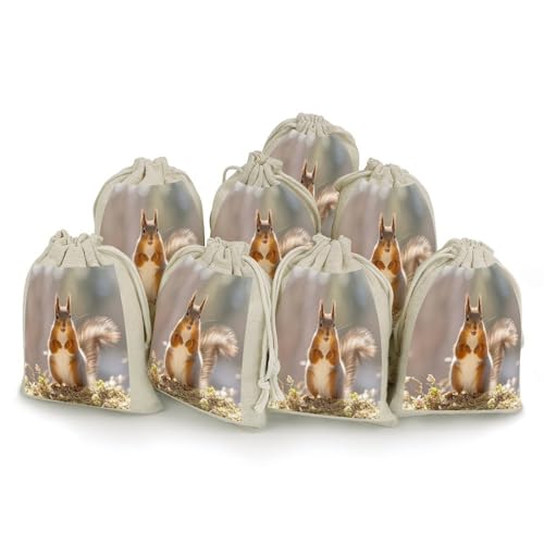 8 Stück Kordelzugbeutel, Eichhörnchen, lustiger Tierdruck, Musselintaschen, Aufbewahrungstasche, wiederverwendbar, leere Geschenktasche für Party, Heimbedarf 8 Stück Kordelzugbeutel, Eichhörnchen, lustiger Tierdruck, Musselintaschen, Aufbewahrungstasche, wiederverwendbar, leere Geschenktasche für Party, Heimbedarf von JTREWBV