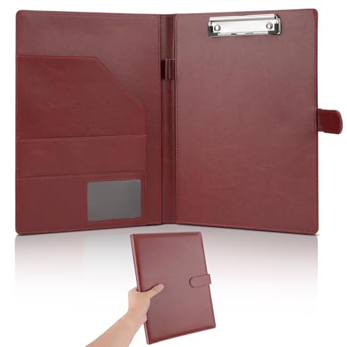 JTTJDB Professionelles Padfolio, multifunktionales Kunstleder-Portfolio-Ordner mit Klemmbrett – Vorstellungsgesprächsmappe, Rechtsdokumente, Visitenkartenhalter, für Büro, Konferenz, Interviews (braun von JTTJDB