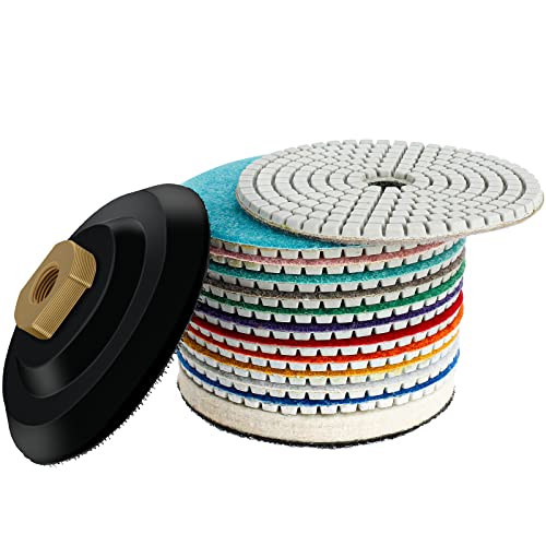 15 Stück Diamant nass Polierscheiben Set,Nass/Trocken Diamant Polierscheiben,4 Zoll Nass/Trocken Diamant Polierkissen Polishing Diamant Schleifpad für Granit Marmor Beton Boden Stein 15 Stück Diamant nass Polierscheiben Set,Nass/Trocken Diamant Polierscheiben,4 Zoll Nass/Trocken Diamant Polierkissen Polishing Diamant Schleifpad für Granit Marmor Beton Boden Stein von JTWEB