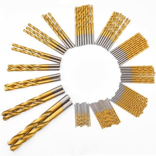 99-teiliges Titanbeschichtetes Bohrer-Set, 135-Grad-Spitze, HSS-Bohrer-Set für Stahl, Aluminium, Kupfer, weicher legierter Stahl, Holz, Kunststoff, Größe von 1/16 Zoll bis 3/8 Zoll (Kunststoffbeutel) 99-teiliges Titanbeschichtetes Bohrer-Set, 135-Grad-Spitze, HSS-Bohrer-Set für Stahl, Aluminium, Kupfer, weicher legierter Stahl, Holz, Kunststoff, Größe von 1/16 Zoll bis 3/8 Zoll (Kunststoffbeutel) von JTZXJJX