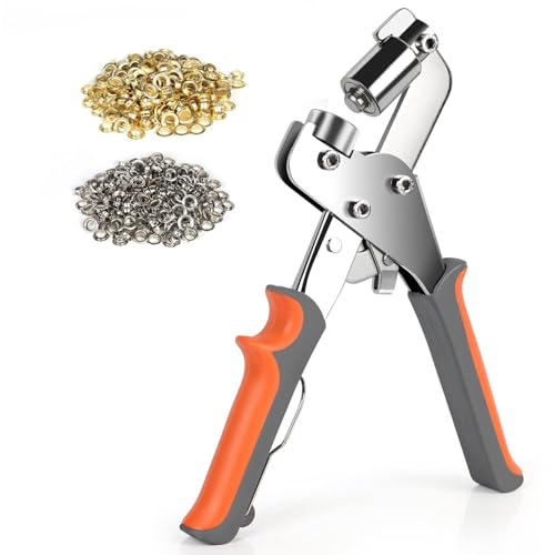 Ösenzange Set mit 500 Stück Ösen (Innen-Ø 10mm), Hand-Ösen-Setzwerkzeug, Lochzangen-Set für Planen, Stoffe, Leder, Gürtel, Markisen und Karton von JTZXJJX