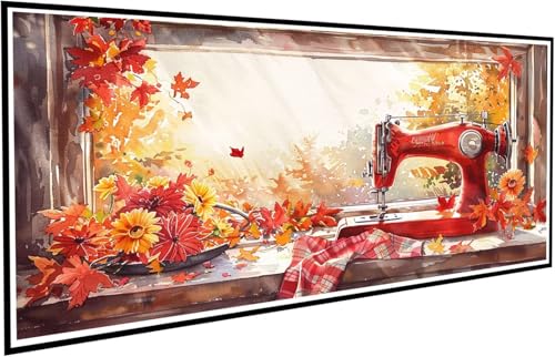 Diamond Painting Ahornblatt Diamant Painting Bilder Nähmaschine Diamond Paintings Erwachsene Groß XXL 80x160cm Diamonds Paintings Kinder DIY Mosaikherstellung Bastelset für Deko Wohnzimmer J2-785 von JUAIYOON
