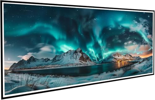 Diamond Painting Aurora Diamant Painting Bilder Schneeszene Diamond Paintings Erwachsene Groß XXL 90x200cm Diamonds Paintings Anfänger DIY Mosaikherstellung Bastelset für Deko Wohnzimmer J2-595 von JUAIYOON