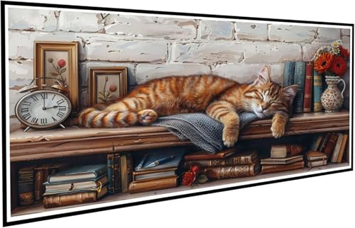 Diamond Painting Bücherregal Diamant Painting Bilder Katze Diamond Paintings Erwachsene Groß XXL 90x200cm Diamonds Paintings Kinder DIY Mosaikherstellung Bastelset für Halloween Deko Wohnzimmer J2-727 von JUAIYOON