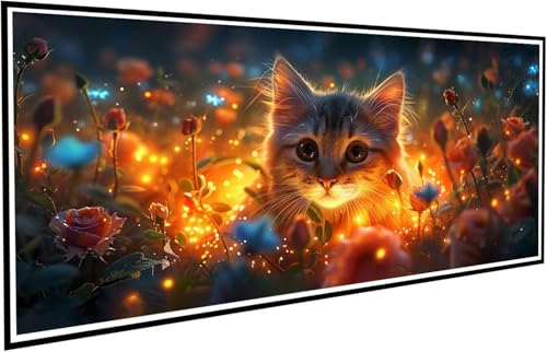 Diamond Painting Glühwürmchen Diamant Painting Bilder Katze Diamond Paintings Erwachsene Groß XXL 100x200cm Diamonds Paintings Anfänger DIY Mosaikherstellung Bastelset für Deko Wohnzimmer J2-729 von JUAIYOON