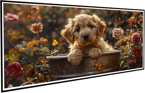Diamond Painting Hund Diamant Painting Bilder Rose Diamond Paintings Erwachsene Groß XXL 80x160cm Diamonds Paintings Anfänger DIY Mosaikherstellung Bastelset für Halloween Deko Wohnzimmer J2-749 von JUAIYOON