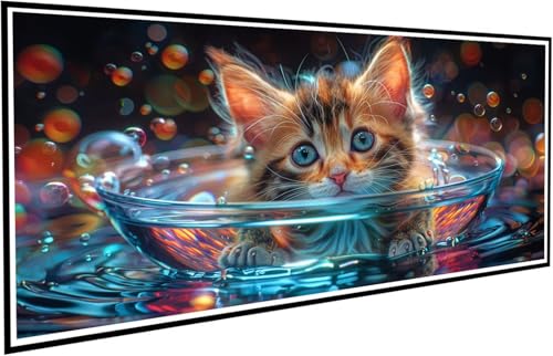 Diamond Painting Katze Diamant Painting Bilder Blasen Diamond Paintings Erwachsene Groß XXL 70x140cm Diamonds Paintings Kinder DIY Mosaikherstellung Bastelset für Halloween Deko Wohnzimmer J2-739 von JUAIYOON