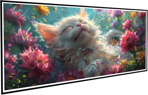 Diamond Painting Katze Diamant Painting Bilder Blume Diamond Paintings Erwachsene Groß XXL 30x60cm Diamonds Paintings Kinder DIY Mosaikherstellung Bastelset für Halloween Deko Wohnzimmer J2-531 von JUAIYOON