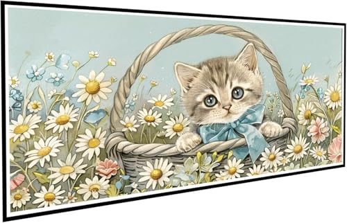 Diamond Painting Katze Diamant Painting Bilder Gänseblümchen Diamond Paintings Erwachsene Groß XXL 100x200cm Diamonds Paintings Kinder DIY Mosaikherstellung Bastelset für Deko Wohnzimmer J2-737 von JUAIYOON