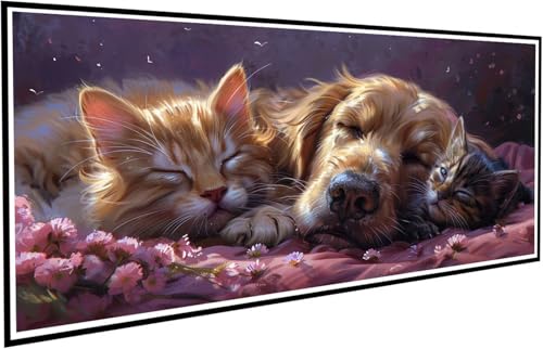 Diamond Painting Katze Diamant Painting Bilder Hund Diamond Paintings Erwachsene Groß XXL 80x160cm Diamonds Paintings Kinder DIY Mosaikherstellung Bastelset für Halloween Deko Wohnzimmer J2-735 von JUAIYOON