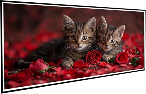 Diamond Painting Katze Diamant Painting Bilder Rose Diamond Paintings Erwachsene Groß XXL 50x100cm Diamonds Paintings Kinder DIY Mosaikherstellung Bastelset für Halloween Deko Wohnzimmer J2-561 von JUAIYOON