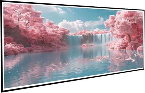 Diamond Painting Kirschblüten Diamant Painting Bilder See Diamond Paintings Erwachsene Groß XXL 70x140cm Diamonds Paintings Kinder DIY Mosaikherstellung Bastelset für Halloween Deko Wohnzimmer J2-559 von JUAIYOON
