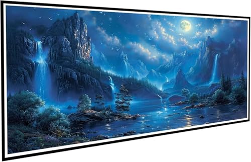 Diamond Painting Landschaft Diamant Painting Bilder Wasserfall Diamond Paintings Erwachsene Groß XXL 70x140cm Diamonds Paintings Kinder DIY Mosaikherstellung Bastelset für Deko Wohnzimmer J2-705 von JUAIYOON
