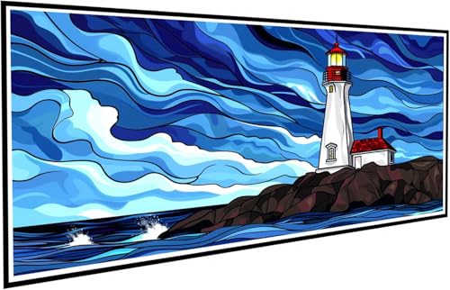 Diamond Painting Leuchtturm Diamant Painting Bilder Landschaft Diamond Paintings Erwachsene Groß XXL 80x160cm Diamonds Paintings Kinder DIY Mosaikherstellung Bastelset für Deko Wohnzimmer J2-777 von JUAIYOON