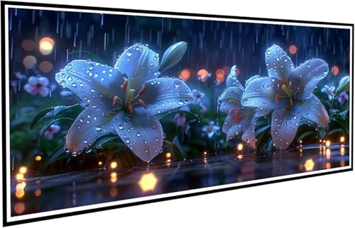 Diamond Painting Lilie Diamant Painting Bilder Anlage Diamond Paintings Erwachsene Groß XXL 40x80cm Diamonds Paintings Kinder DIY Mosaikherstellung Bastelset für Halloween Deko Wohnzimmer J2-557 von JUAIYOON