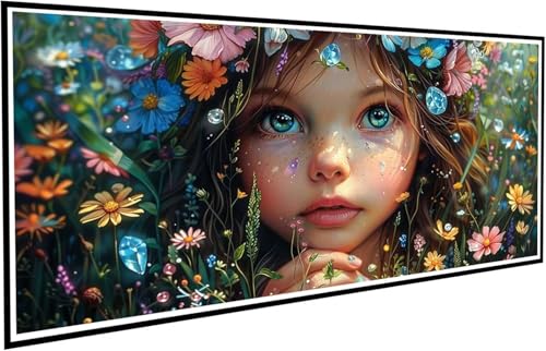 Diamond Painting Mädchen Diamant Painting Bilder Blume Diamond Paintings Erwachsene Groß XXL 90x200cm Diamonds Paintings Kinder DIY Mosaikherstellung Bastelset für Halloween Deko Wohnzimmer J2-743 von JUAIYOON