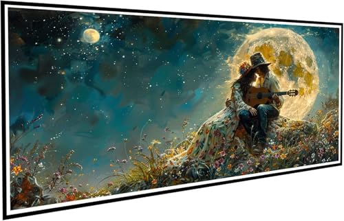 Diamond Painting Paar Diamant Painting Bilder Gitarre Diamond Paintings Erwachsene Groß XXL 100x200cm Diamonds Paintings Kinder DIY Mosaikherstellung Bastelset für Halloween Deko Wohnzimmer J2-707 von JUAIYOON