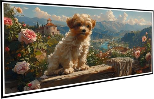 Diamond Painting Rose Diamant Painting Bilder Hund Diamond Paintings Erwachsene Groß XXL 70x140cm Diamonds Paintings Anfänger DIY Mosaikherstellung Bastelset für Halloween Deko Wohnzimmer J2-751 von JUAIYOON