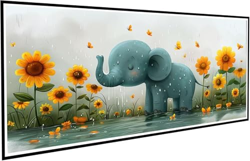 Diamond Painting Sonnenblume Diamant Painting Bilder Elefant Diamond Paintings Erwachsene Groß XXL 80x160cm Diamonds Paintings Anfänger DIY Mosaikherstellung Bastelset für Deko Wohnzimmer J2-717 von JUAIYOON