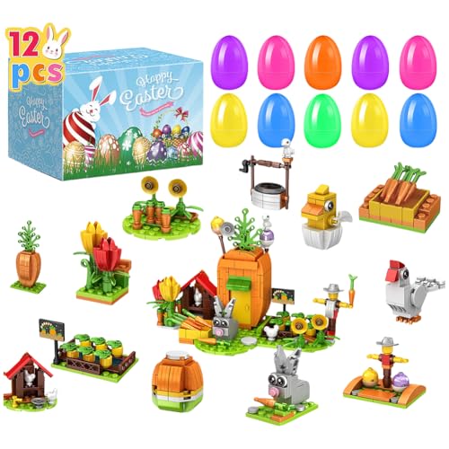 JUCHRZEY 12 Stück Vorgefüllte Ostereier, Bunte Osternest-Füller mit Bausteinen als Geschenk for Jungen und Mädchen JUCHRZEY 12 Stück Vorgefüllte Ostereier, Bunte Osternest-Füller mit Bausteinen als Geschenk for Jungen und Mädchen von JUCHRZEY