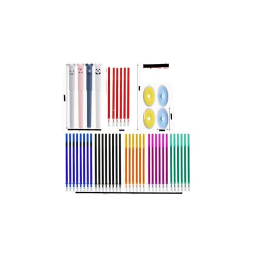 JUCHRZEY Radierbare Gelstifte, 0,5 mm Spitze Niedliches Cartoon-Radiergummi-Stift-Set mit Radiergummi, Lernmaterialien for Schüler(12 Stifte, 40 Nachfüllungen in verschiedenen Farben, 4 Radiergummis) JUCHRZEY Radierbare Gelstifte, 0,5 mm Spitze Niedliches Cartoon-Radiergummi-Stift-Set mit Radiergummi, Lernmaterialien for Schüler(12 Stifte, 40 Nachfüllungen in verschiedenen Farben, 4 Radiergummis) von JUCHRZEY