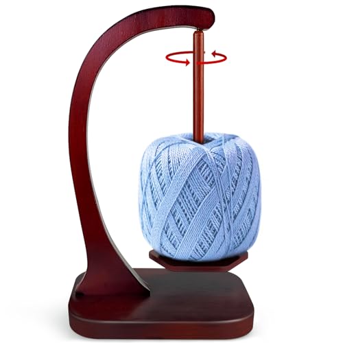 JUCPASH Garnhalter zum Häkeln und Stricken, Holzgarnspinner mit magnetischem Drehmechanismus und Anti-Rutsch-Pads, Häkelgeschenk für Strickliebhaber von JUCPASH
