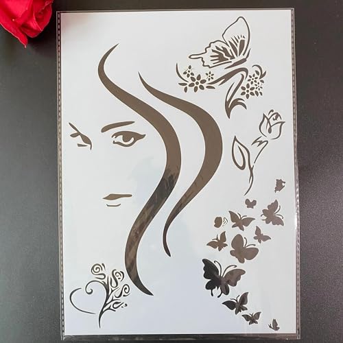 Belle Zeichenschablonen, A4, 29 x 21 cm, wiederverwendbares Kunststoff-Schablonen-Set zum Malen auf Holz, Wand, Stoff, Stein, Leinwand, Möbel, Heimdekoration von JUDUOYANXIAN