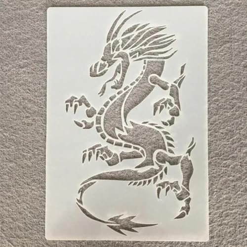 Drachen-Schablonen zum Basteln, 26 x 18 cm, Zootiere, Pferd, Drache, Löwe, Schablone zum Malen auf Holzwänden, Leinwanddekorationen, DIY-Projekte, Stil 3 von JUDUOYANXIAN