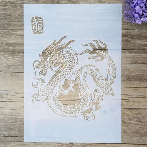 Drachen-Schablonen zum Basteln, Drachen-Schablonen zum Malen auf Holzwänden, Leinwanddekorationen, DIY-Projekte, A3, 29,7 x 42 cm von JUDUOYANXIAN
