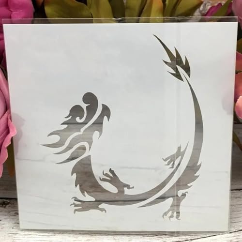 Drachenschablonen zum Basteln, 26 x 18 cm, westlicher Drache, Schablone zum Malen auf Holzwänden, Leinwand, Dekorationen, DIY-Projekte, Stil A, 13 x 13 cm von JUDUOYANXIAN