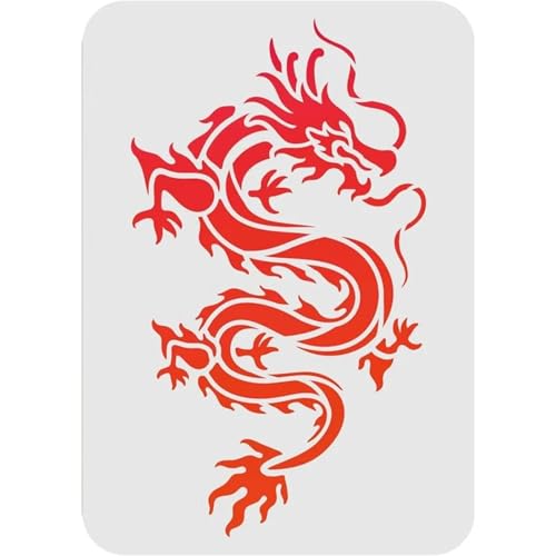 Drachenschablonen zum Basteln, 29,7 x 21 cm, chinesisch, asiatisch, orientalisch, Drache, Schablone zum Malen auf Holzwänden, Leinwand, Dekorationen, DIY-Projekte von JUDUOYANXIAN
