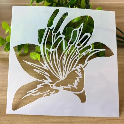 Schablonen zum Basteln, 13 x 13 cm, wiederverwendbar, Blumen-Schablonen-Set zum Malen auf Holz, Wand, Leinwand, Kunststoffschablone für Tür, Heimdekoration, Stil 12 von JUDUOYANXIAN