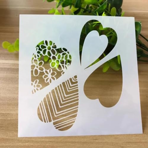 Schablonen zum Basteln, 13 x 13 cm, wiederverwendbar, Blumen-Schablonen-Set zum Malen auf Holz, Wand, Leinwand, Kunststoffschablone für Tür, Heimdekoration, Stil 9 von JUDUOYANXIAN