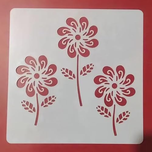 Schablonen zum Basteln, 13 x 13 cm, wiederverwendbares Schablonen-Set zum Malen auf Holz, Wand, Leinwand, Kunststoffschablone für Tür, Heimdekoration, Stil 4 von JUDUOYANXIAN