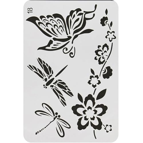 Schablonen zum Basteln, 17,8 x 26 cm, Schmetterling, Libelle, wiederverwendbar, Schablonen-Set zum Malen auf Holz, Wand, Leinwand, Kunststoffschablone für Tür, Heimdekoration von JUDUOYANXIAN