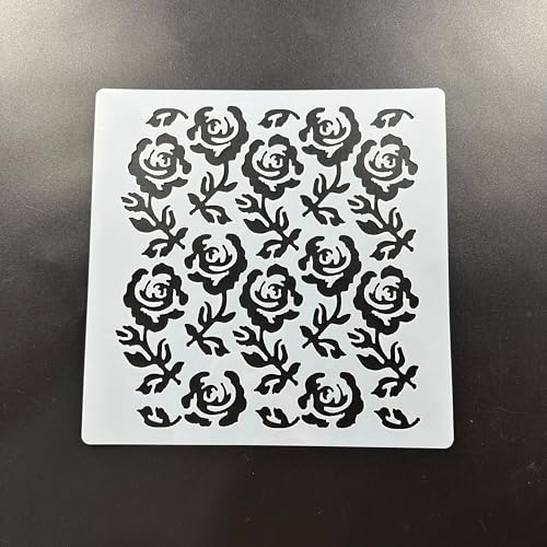 Schablonen zum Basteln, 20 x 20 cm, Rose, wiederverwendbares Schablonen-Set zum Malen auf Holz, Wand, Leinwand, Kunststoffschablone für Tür, Heimdekoration, Muster A von JUDUOYANXIAN