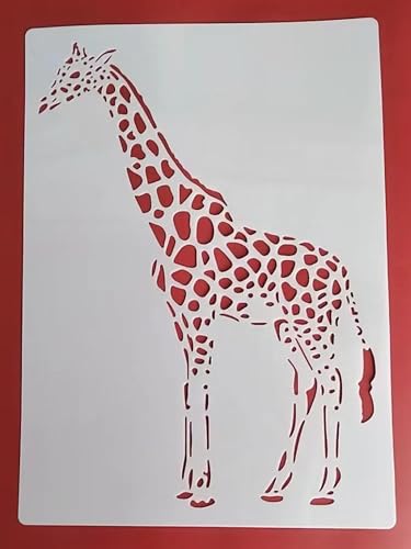Schablonen zum Basteln, 21 x 29 cm, Giraffe, wiederverwendbar, Schablonen-Set zum Malen auf Holz, Wand, Leinwand, Kunststoffschablone für Tür, Heimdekoration, Stil 1 von JUDUOYANXIAN