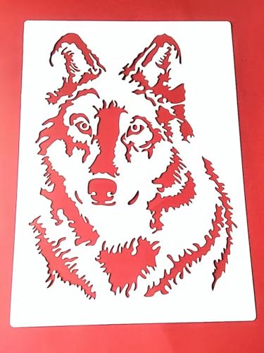 Schablonen zum Basteln, 21 x 29 cm, Wolf, wiederverwendbar, Schablonen-Set zum Malen auf Holz, Wand, Leinwand, Kunststoffschablone für Tür, Heimdekoration, Stil 4 von JUDUOYANXIAN