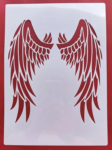 Schablonen zum Basteln, 21 x 29 cm, wiederverwendbar, Flügel-Schablonen-Set zum Malen auf Holz, Wand, Leinwand, Kunststoffschablone für Tür, Heimdekoration, Stil 3 von JUDUOYANXIAN