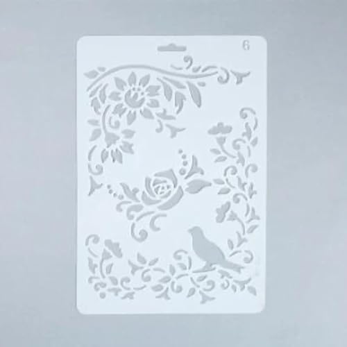 Schablonen zum Basteln, 26 x 17,5 cm, Motiv: Blumen, Vogel, wiederverwendbar, Schablonen-Set zum Malen auf Holz, Wand, Leinwand, Kunststoffschablone für Tür, Heimdekoration von JUDUOYANXIAN