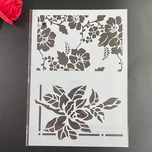 Schablonen zum Basteln, 29 x 21 cm, Blumenblätter, wiederverwendbares Schablonen-Set zum Malen auf Holz, Wand, Leinwand, Kunststoffschablone für Tür, Heimdekoration von JUDUOYANXIAN